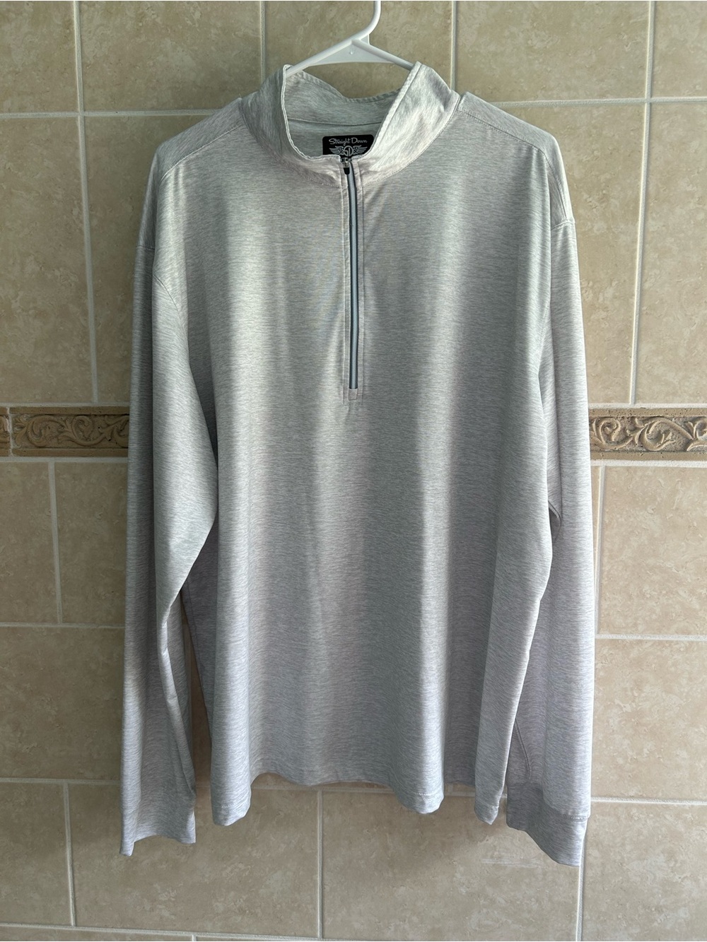 Straight Down Heathered Cream Quarter Zip Shirt